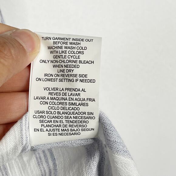 Altar'd State Small S Striped Off The Shoulder Embroidered Blouse Blue White - Picture 7 of 8